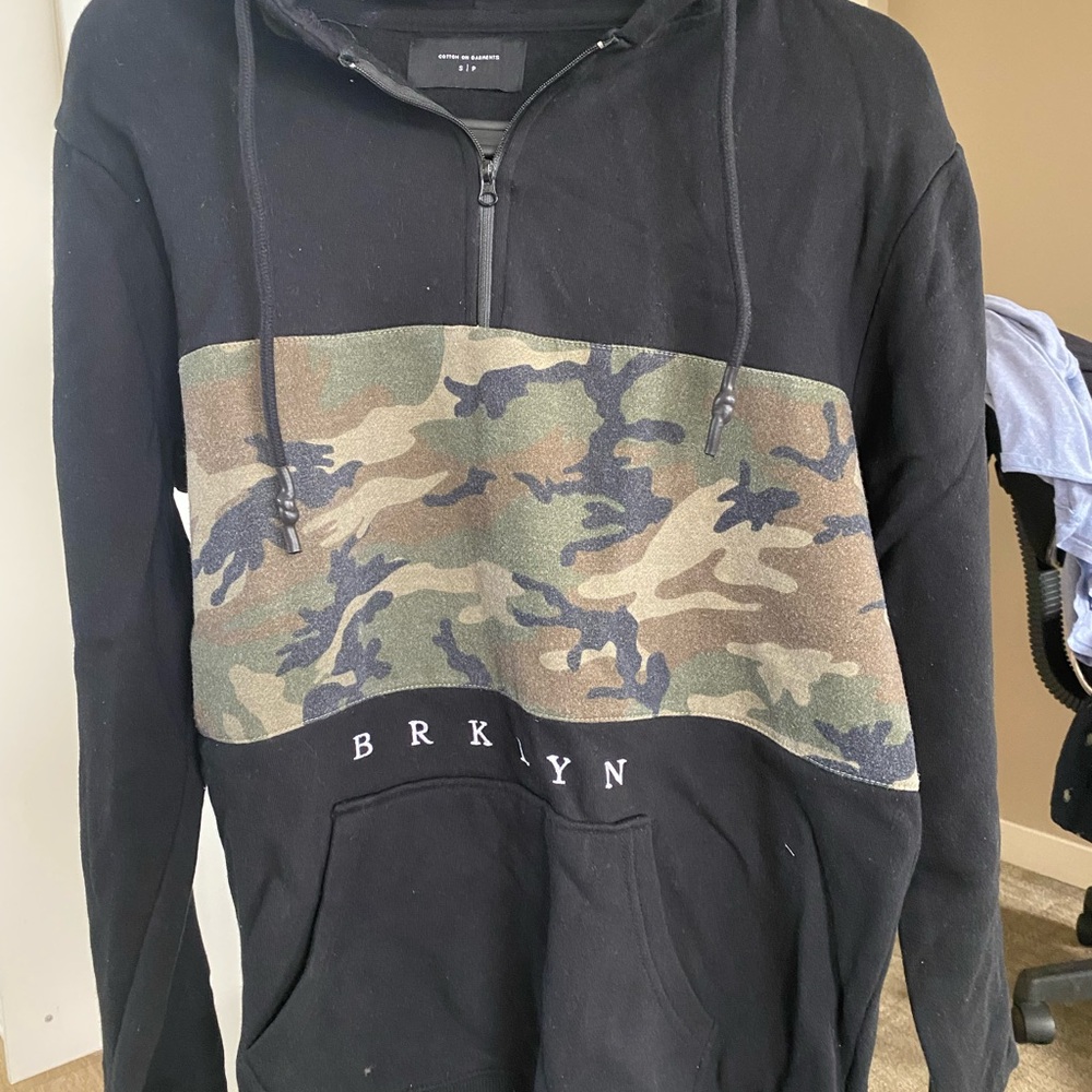 Cotton On Black and Camouflage Hoodie